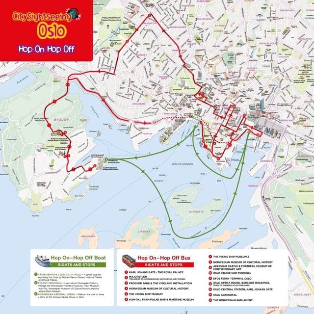 奥斯陆随上随下巴士旅游地图