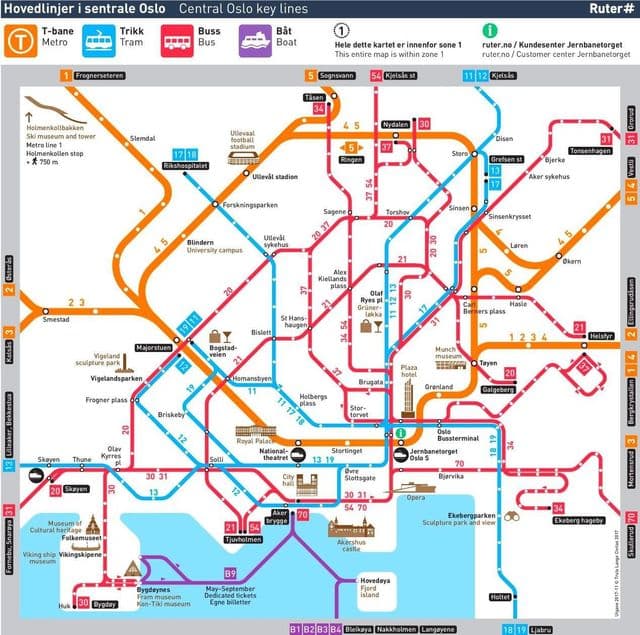 奥斯陆交通地图