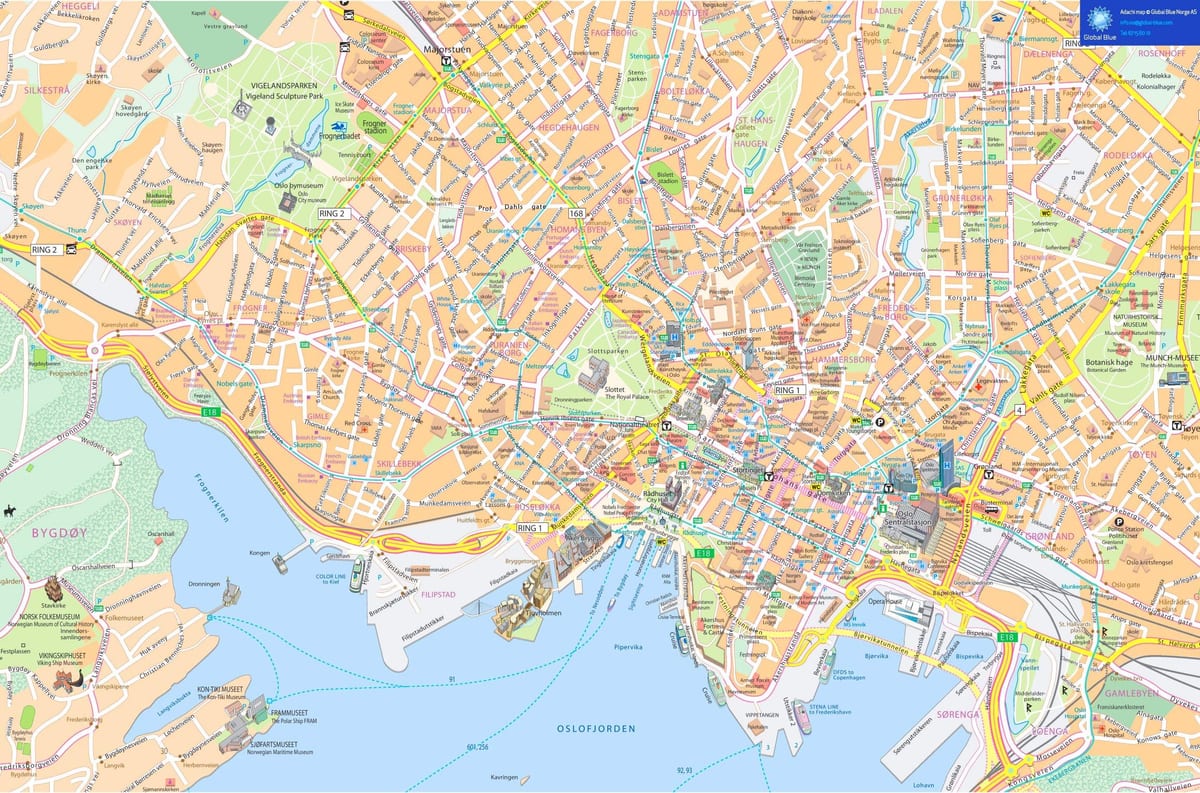 奥斯陆市中心地图