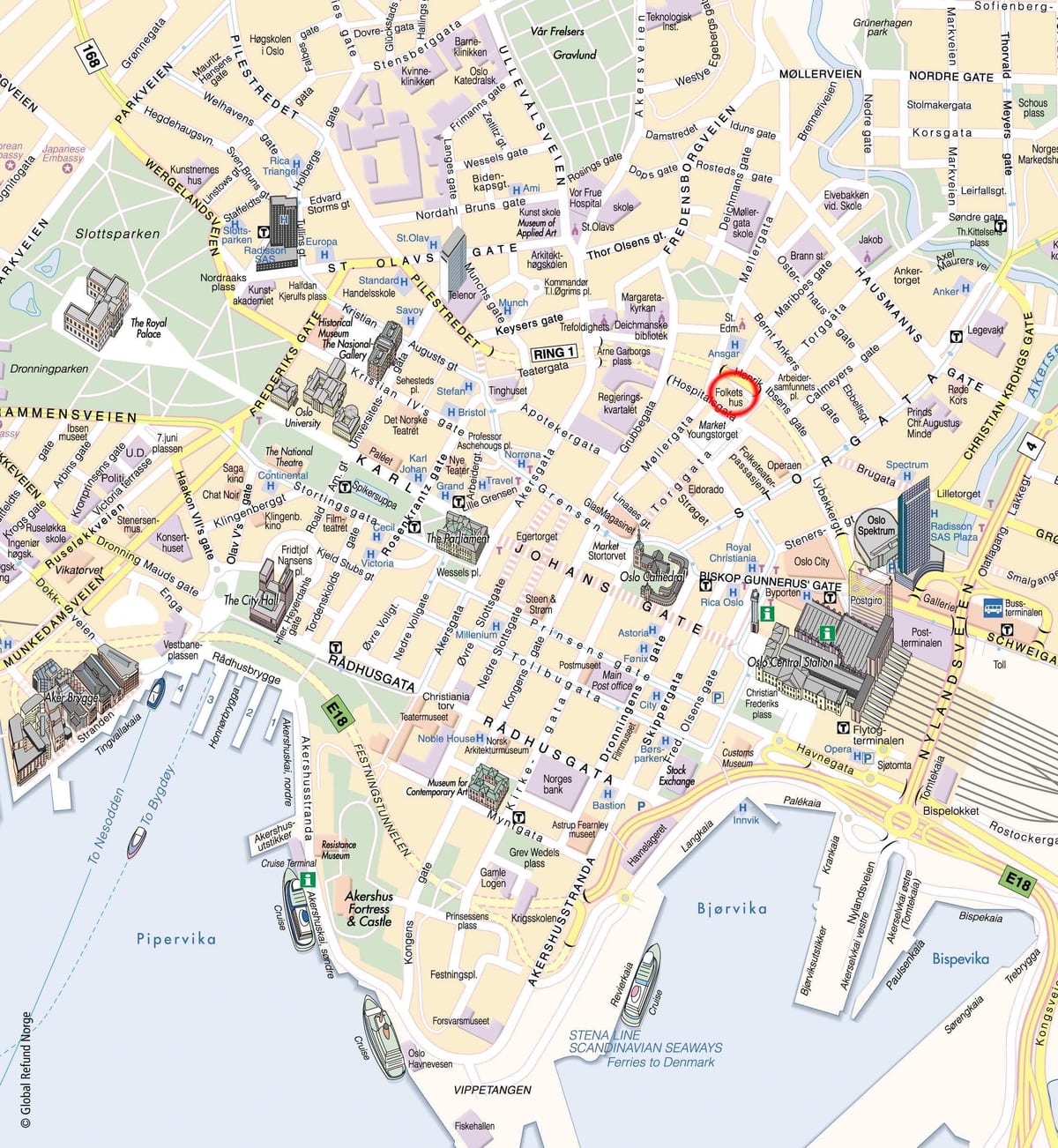 奥斯陆步行游览地图