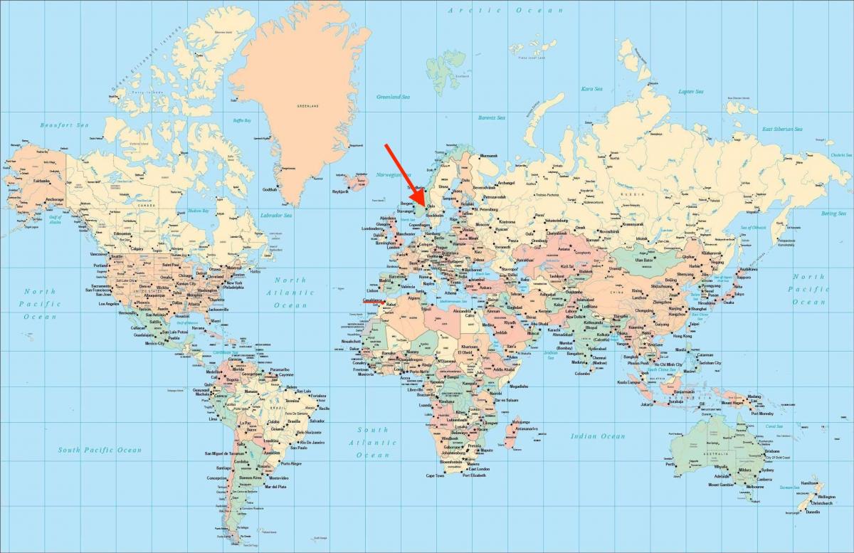 奥斯陆在世界地图上的位置